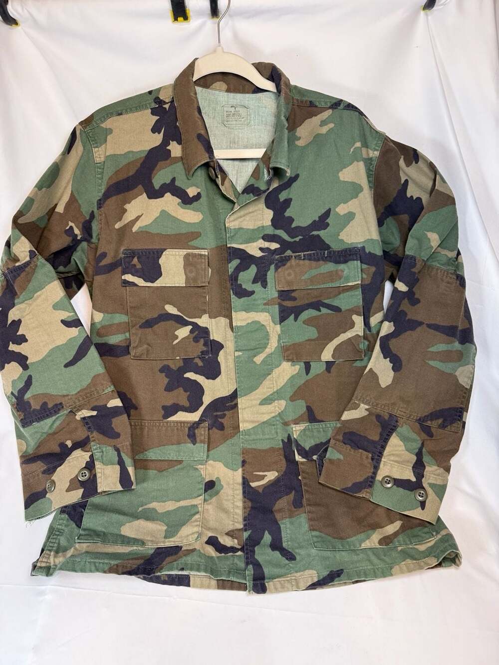 Vintage Utility-core Grunge US Military BDU Combat Coat Jacket Woodland Camoufla